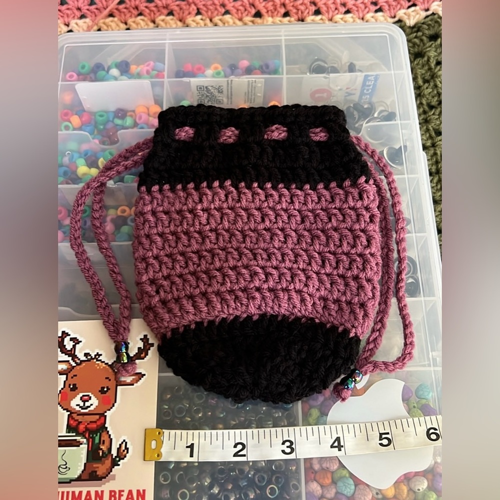 Crocheted Drawstring Bag 🌟